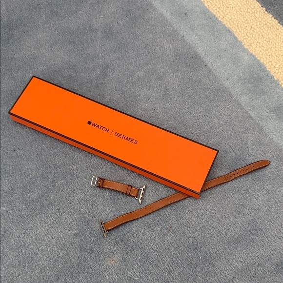 Hermes Accessories - Apple Watch Hermès Attelage Brown Leather Double Tour Band 38